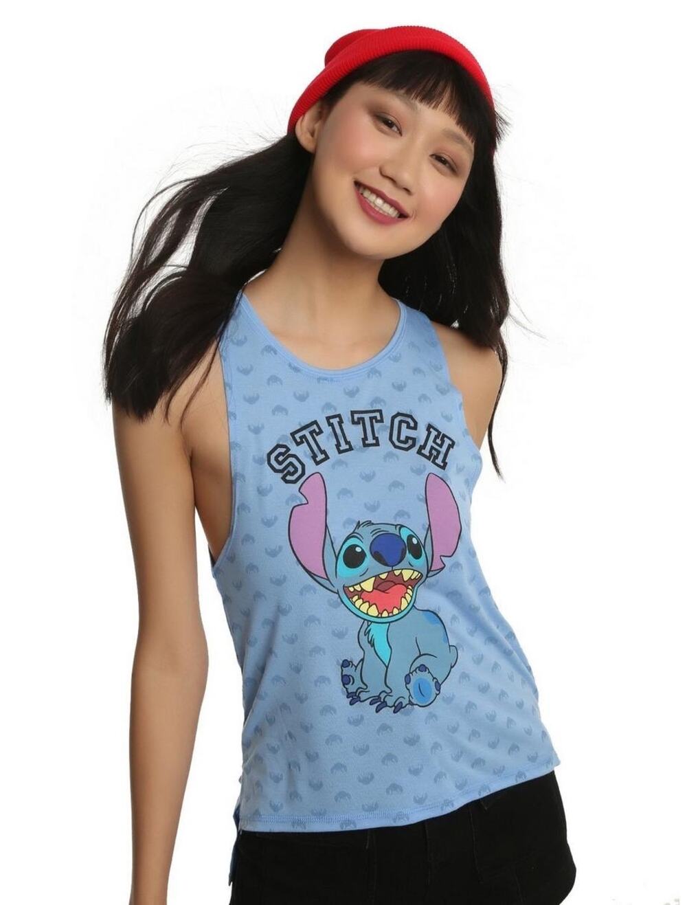 Hot Topic Junior Disney Lilo & Stitch Side Slit Girls Tank Top Large Super Soft